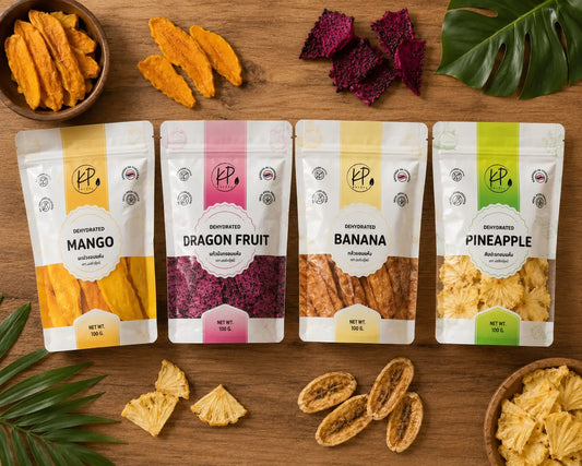 Thai dried fruit gift packages — dried mango, dragon fruit and pineapple from Thailand, perfect pasalubong souvenirs by KP Fruits